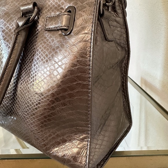 Michael Kors Faux Snakeskin Embossed Metallic Satchel - Picture 4 of 11